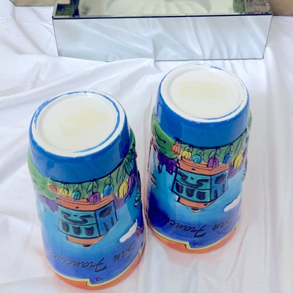 2 San Francisco JAVA Coffee Mugs Hand Painted NWOT